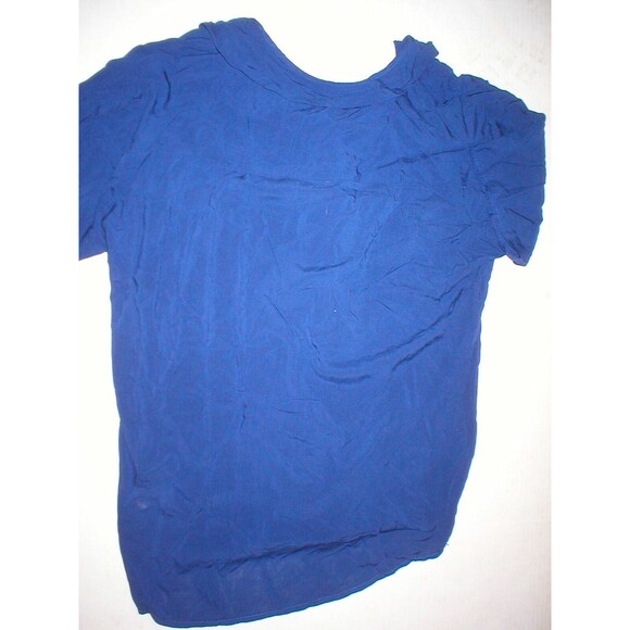 New Womens Express Top S Dark Navy Blue Small Nice Work School Blouse SS Viscose - Picture 8 of 9